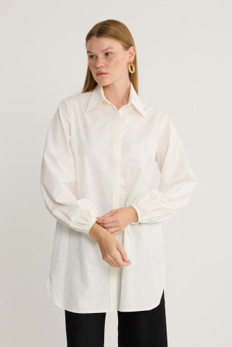 Basic Poplin Gömlek Beyaz - Thumbnail