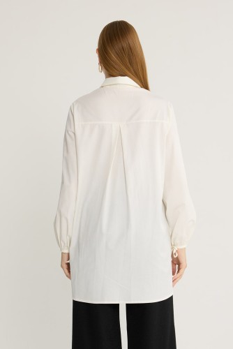 Basic Poplin Gömlek Beyaz - Thumbnail