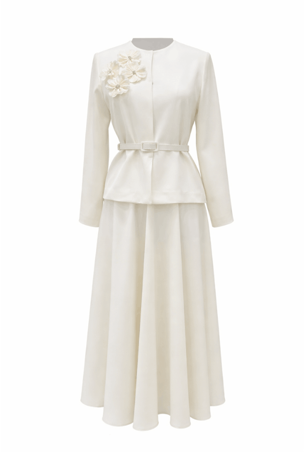 emiles - Çiçek Detaylı Takım Ekru