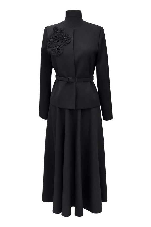 emiles - Çiçek Detaylı Takım Siyah