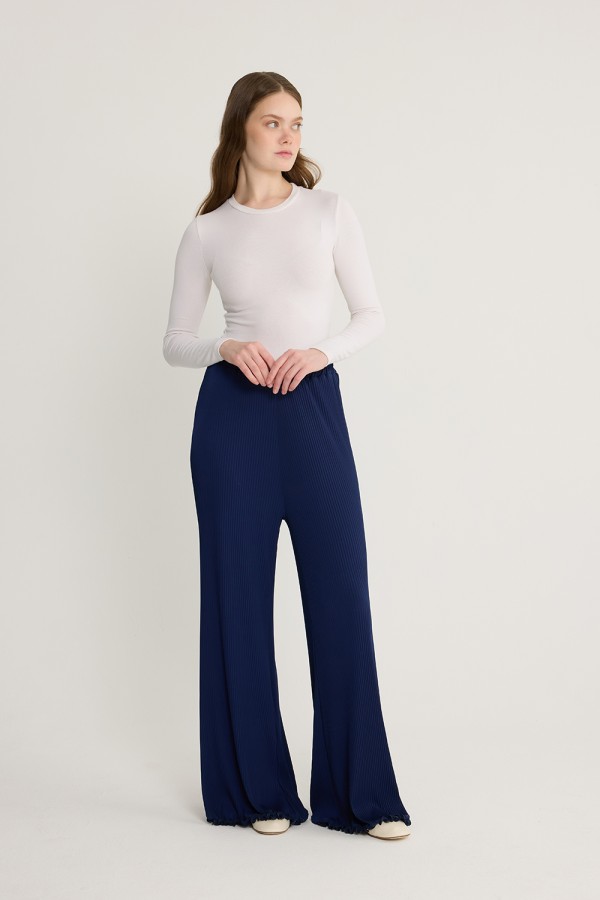 Fırfırlı Pilise Pantolon Lacivert Fırfırlı Pilise Pantolon Lacivert