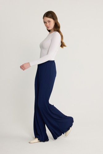 Fırfırlı Pilise Pantolon Lacivert - Thumbnail