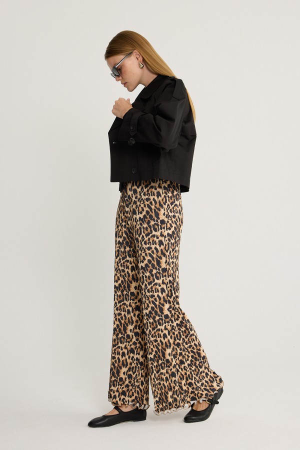 Fırfırlı Pilise Pantolon Leopar Desen