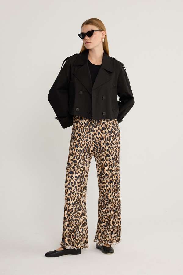 Fırfırlı Pilise Pantolon Leopar Desen