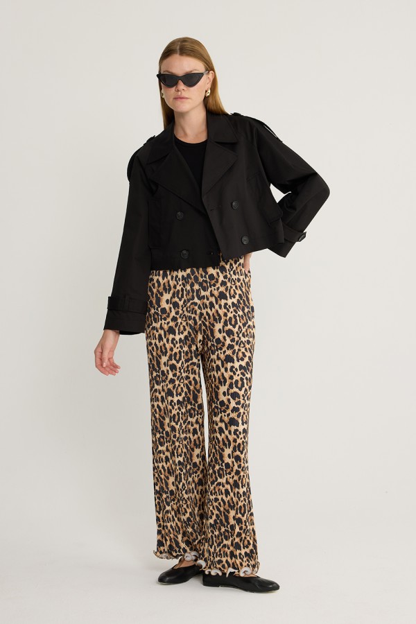 Fırfırlı Pilise Pantolon Leopar Desen