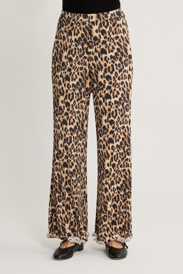 Fırfırlı Pilise Pantolon Leopar Desen
