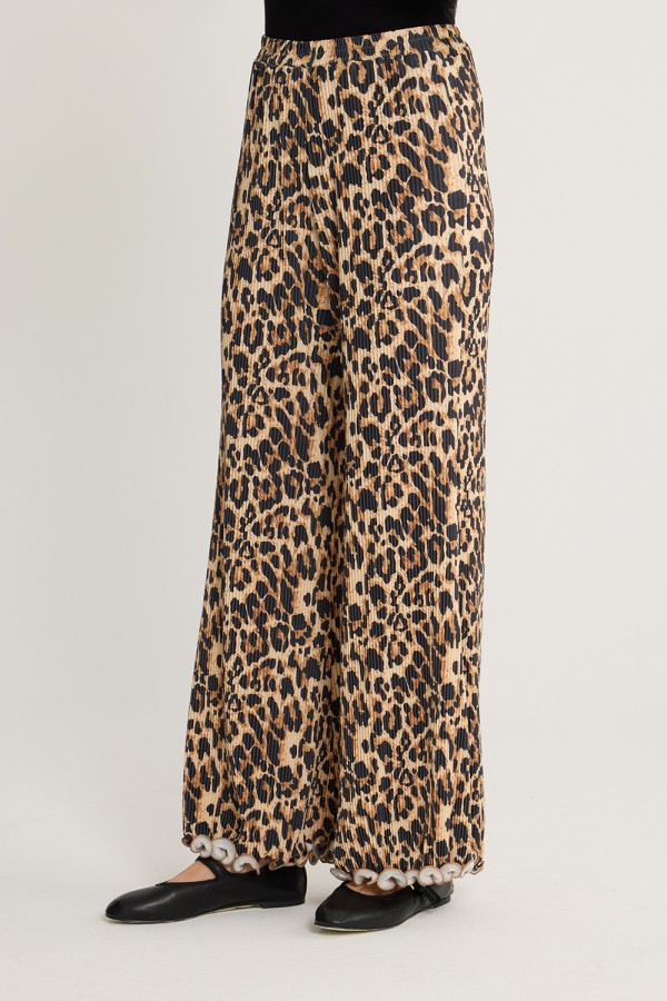 Fırfırlı Pilise Pantolon Leopar Desen