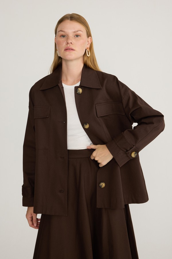 Gabardin Ceket Kahve