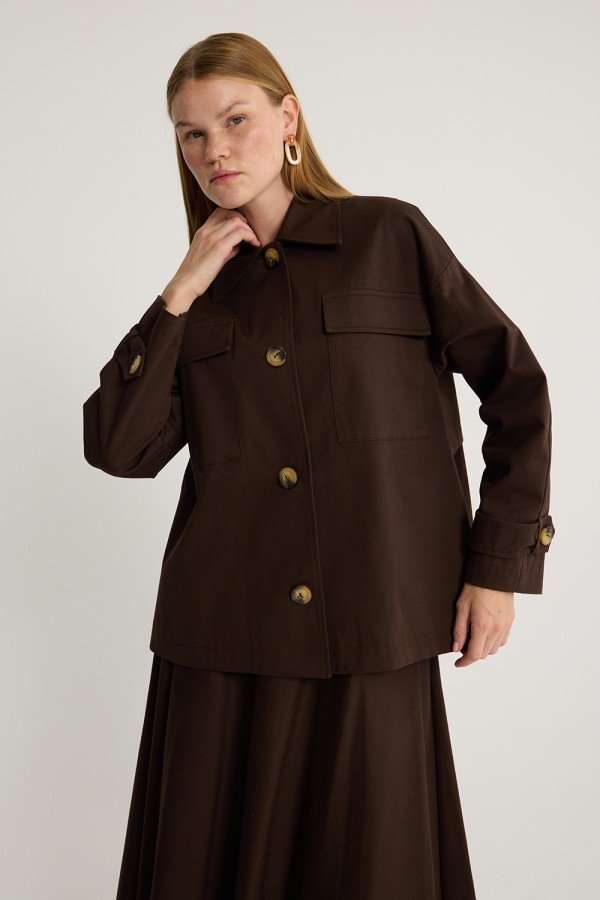 Gabardin Ceket Kahve