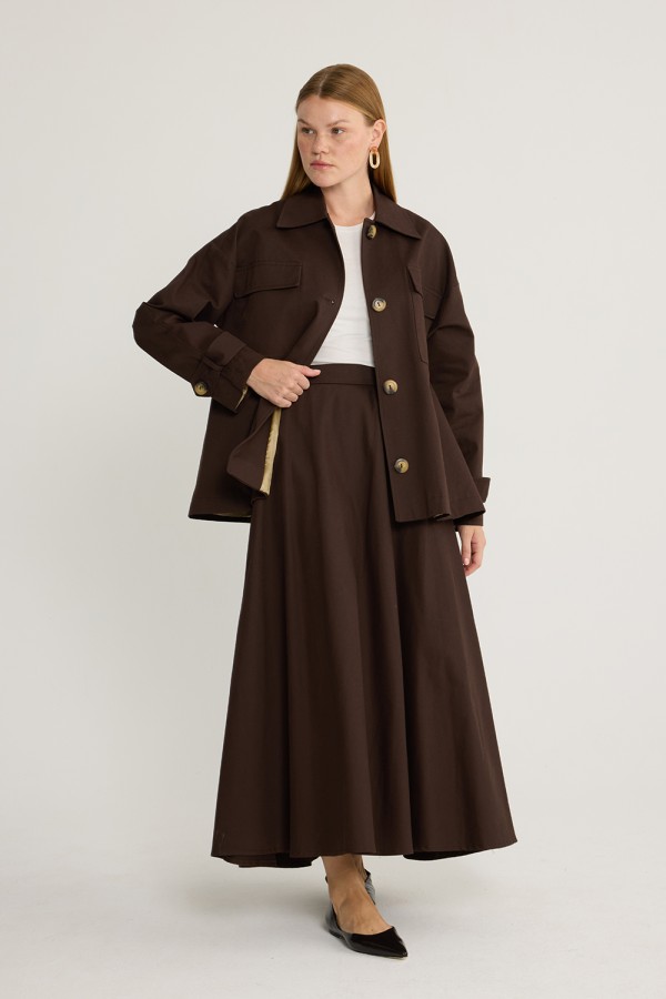 Gabardin Ceket Takım Kahve