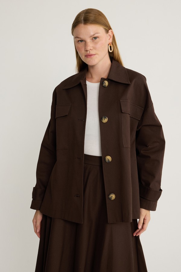 Gabardin Ceket Takım Kahve