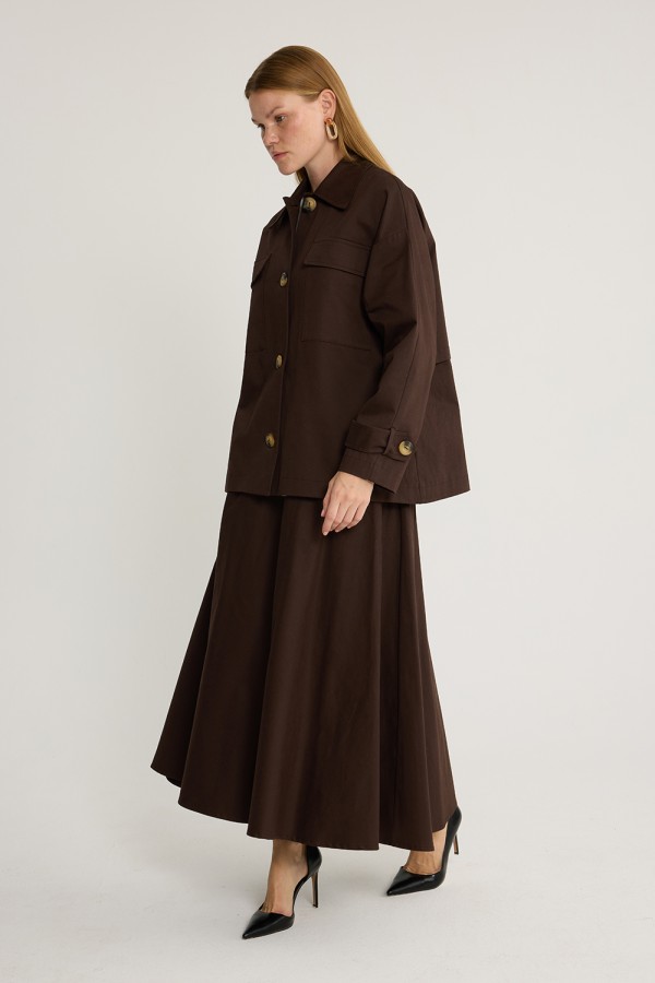 Gabardin Ceket Takım Kahve