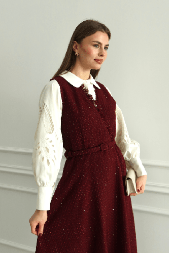 emiles - Işıltı Detaylı Tüvit Jile Bordo