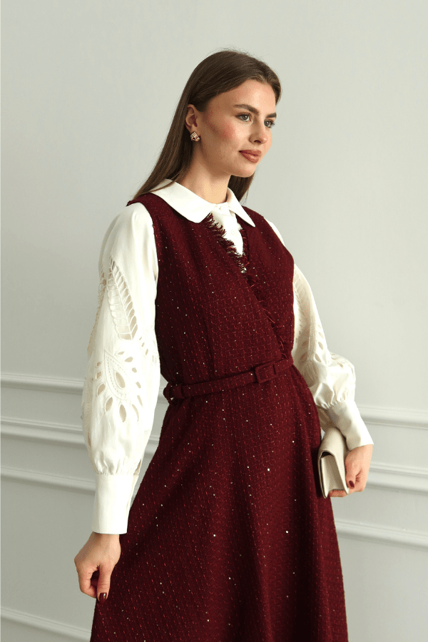 emiles - Işıltı Detaylı Tüvit Jile Bordo