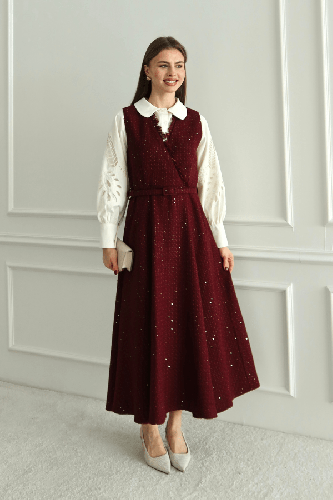 emiles - Işıltı Detaylı Tüvit Jile Bordo (1)