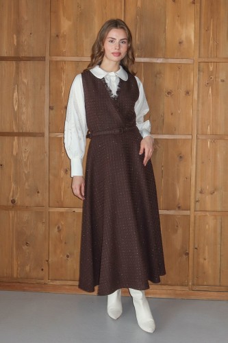 emiles - Işıltı Detaylı Tüvit Jile Kahve