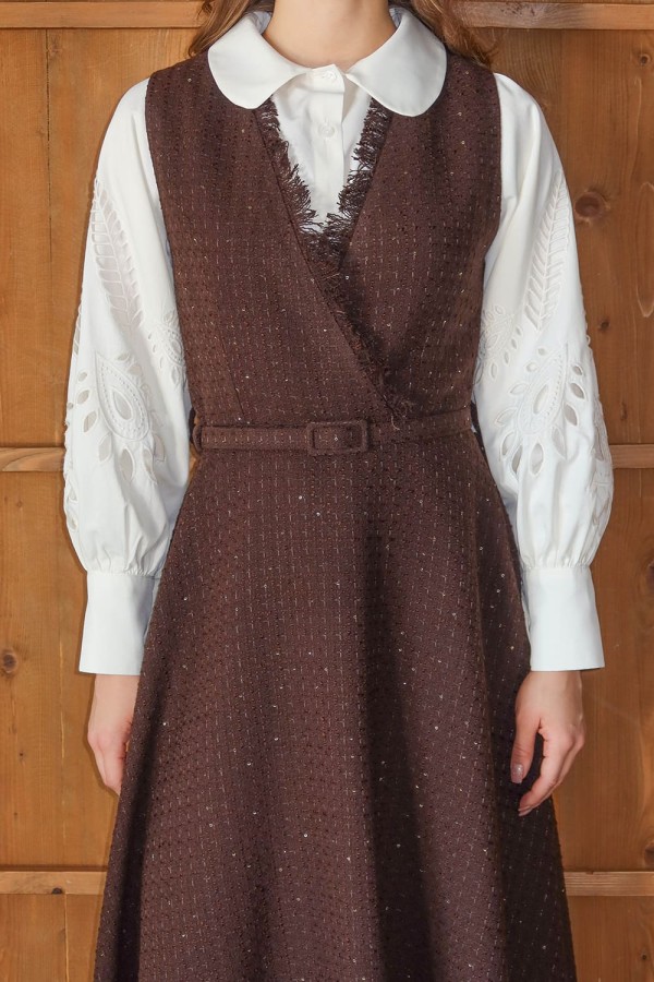 Işıltı Detaylı Tüvit Jile Kahve