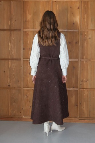 Işıltı Detaylı Tüvit Jile Kahve - Thumbnail