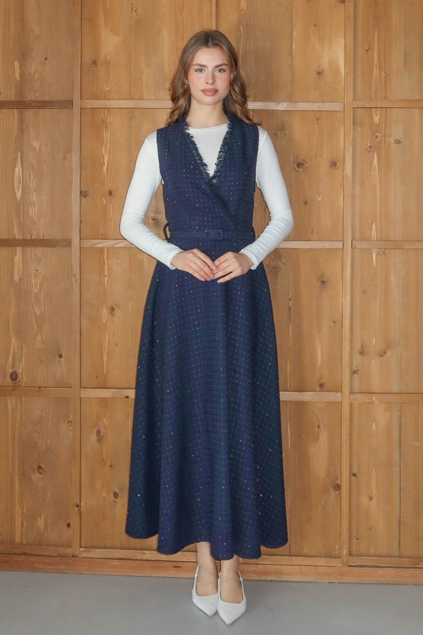 Işıltı Detaylı Tüvit Jile Lacivert