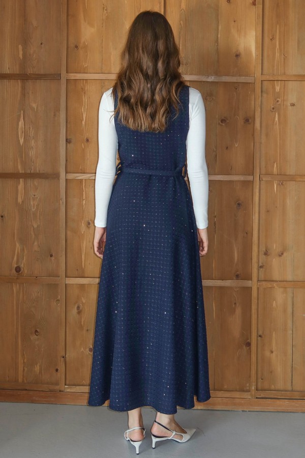 Işıltı Detaylı Tüvit Jile Lacivert