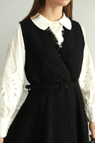 Işıltı Detaylı Tüvit Jile Siyah - Thumbnail