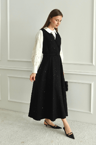 Işıltı Detaylı Tüvit Jile Siyah - Thumbnail