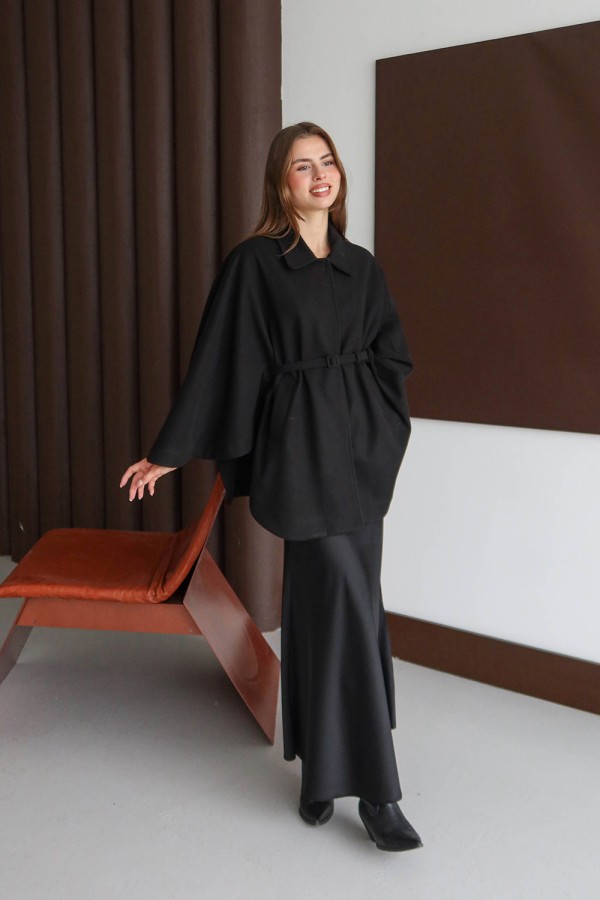 emiles - Kaşe Pelerin Siyah