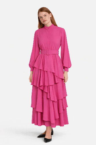 Kat Kat Elbise Pembe - Thumbnail