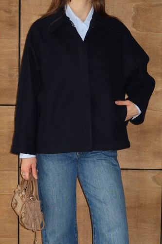 Kısa Kaşe Ceket Lacivert - Thumbnail