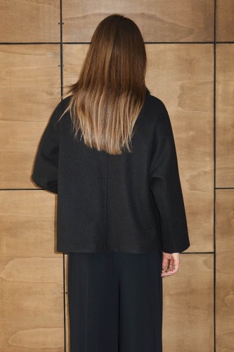 Kısa Kaşe Ceket Siyah - Thumbnail