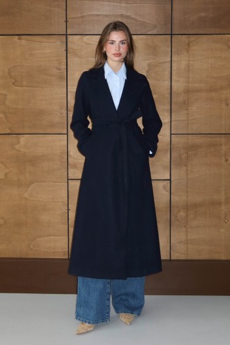 emiles - Kruvaze Kaşe Kaban Lacivert