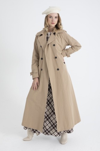 Kruvaze Trençkot Vizon - Thumbnail