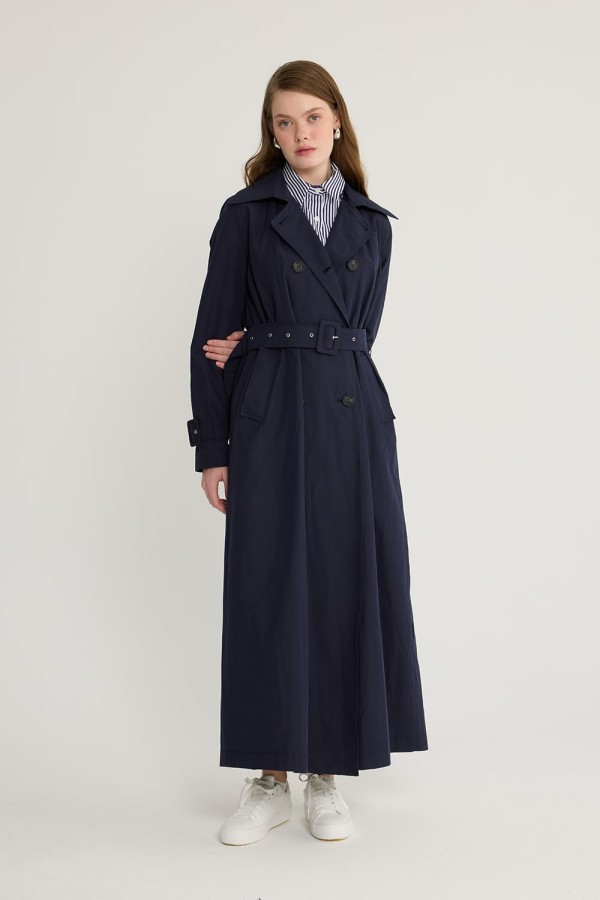 Kuşgözlü Kruvaze Trençkot Lacivert Kuşgözlü Kruvaze Trençkot Lacivert