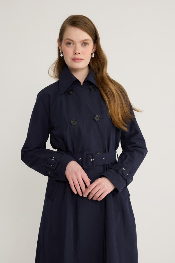 emiles - Kuşgözlü Kruvaze Trençkot Lacivert emiles - Kuşgözlü Kruvaze Trençkot Lacivert