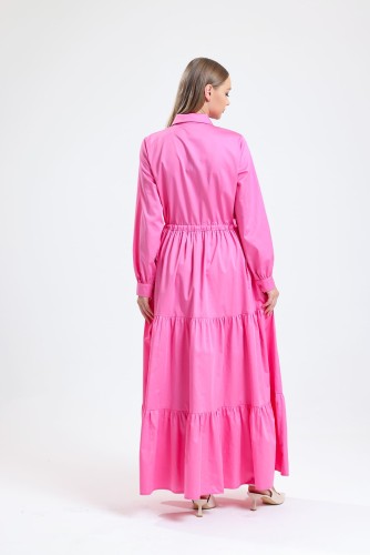 Nakış Detaylı Elbise Pembe - Thumbnail