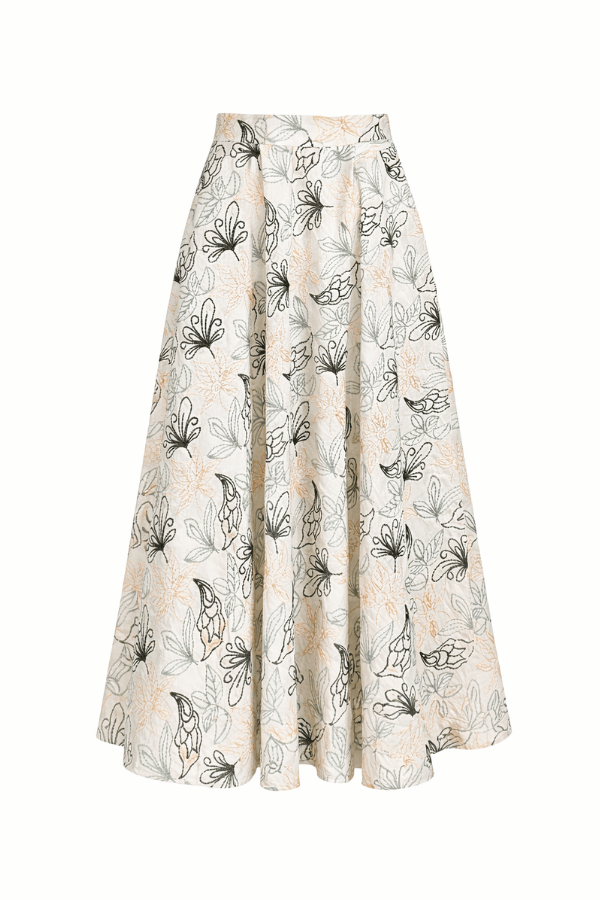 Nakışlı Etek Ekru