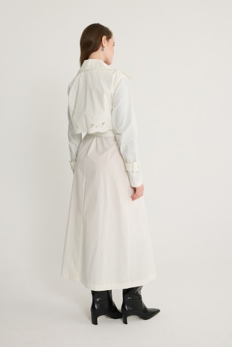 Nakışlı Trenç Ekru - Thumbnail