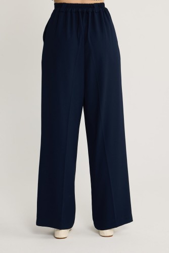 Palazzo Krep Pantolon Lacivert - Thumbnail