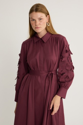 emiles - Perla Nakışlı Elbise Bordo