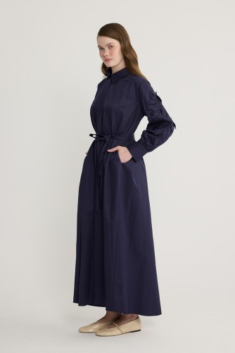 Perla Nakışlı Elbise Lacivert - Thumbnail