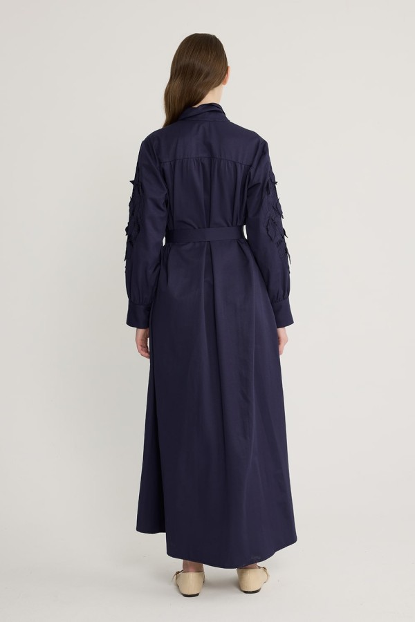 Perla Nakışlı Elbise Lacivert