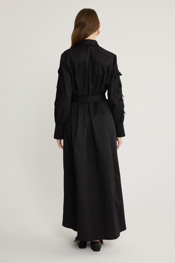 Perla Nakışlı Elbise Siyah