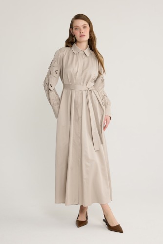 emiles - Perla Nakışlı Elbise Vizon