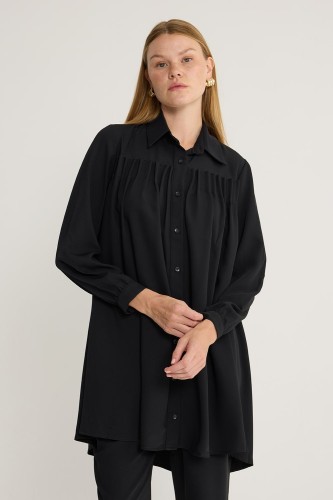 Pile Detaylı Takım Siyah - Thumbnail