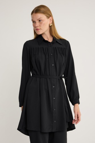 Pile Detaylı Takım Siyah - Thumbnail