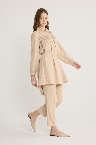 Pile Detaylı Takım Vizon - Thumbnail