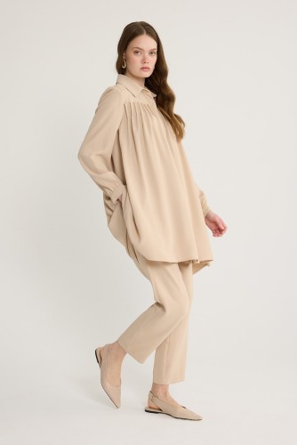 Pile Detaylı Takım Vizon - Thumbnail