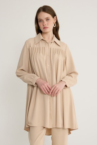 Pile Detaylı Takım Vizon - Thumbnail