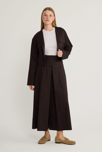 emiles - Pileli Pantolon Etek Kahve (1)