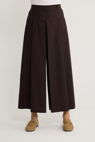 Pileli Pantolon Etek Kahve - Thumbnail